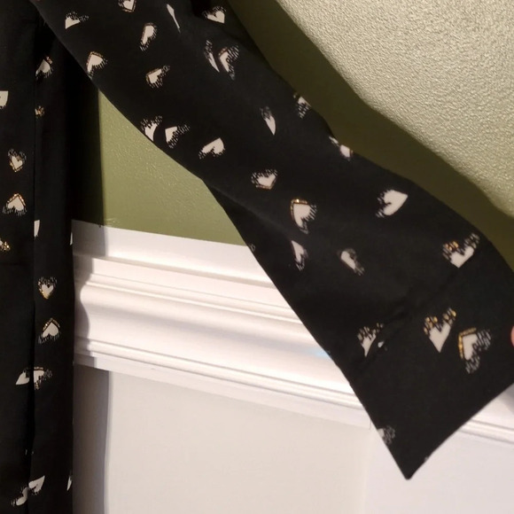 ESQUALO black long sleeve dress with white hearts and gold accent 4 - Picture 9 of 10